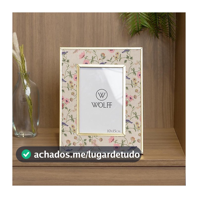 Porta Retrato Blossom Garden 10x15cm Metal Dourado Wolff para Foto Decoração Mesa Aparador Quarto Sala Presente Elegante