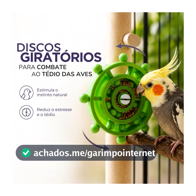 Disco Brinquedo Interativo Giratório p/ Aves Calopsitas Periquitos Agapornis Disco Anti Estresse Inteligente Educativo