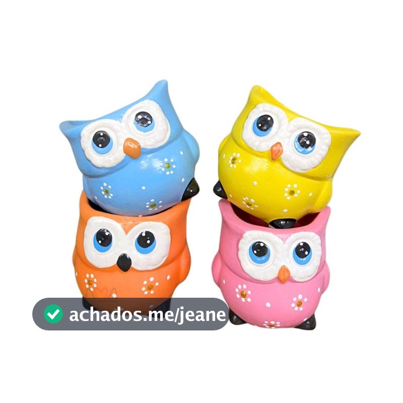 kit 4 vasinhos cerâmica para Suculentas joaninha, abelha, porquinho, passarinho, Corujinha, gatinhos, bicho preguiça
