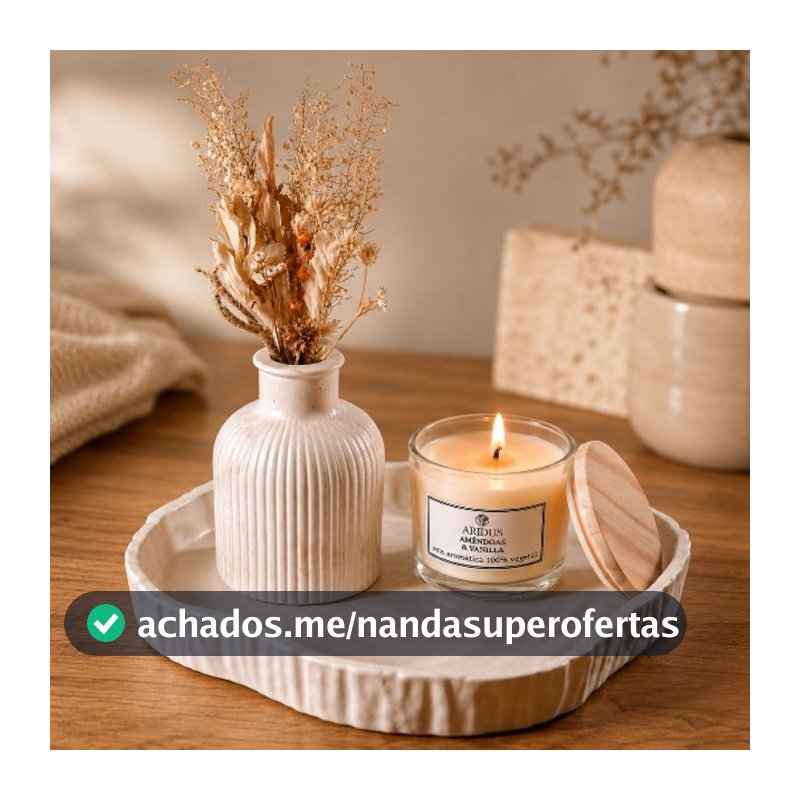 Kit Decorativo em Concreto Artesanal com Vela Aromática Bandeja Orgânica e Vaso para decoração sala