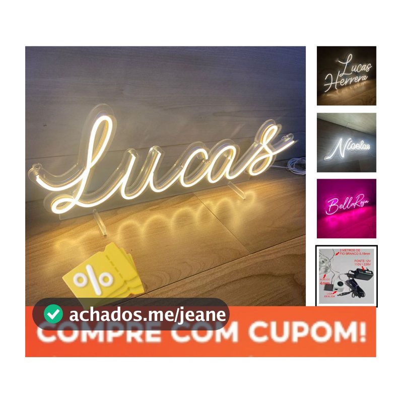PLACA PAINEL LETREIRO LED NEON NOMES PERSONALISADO