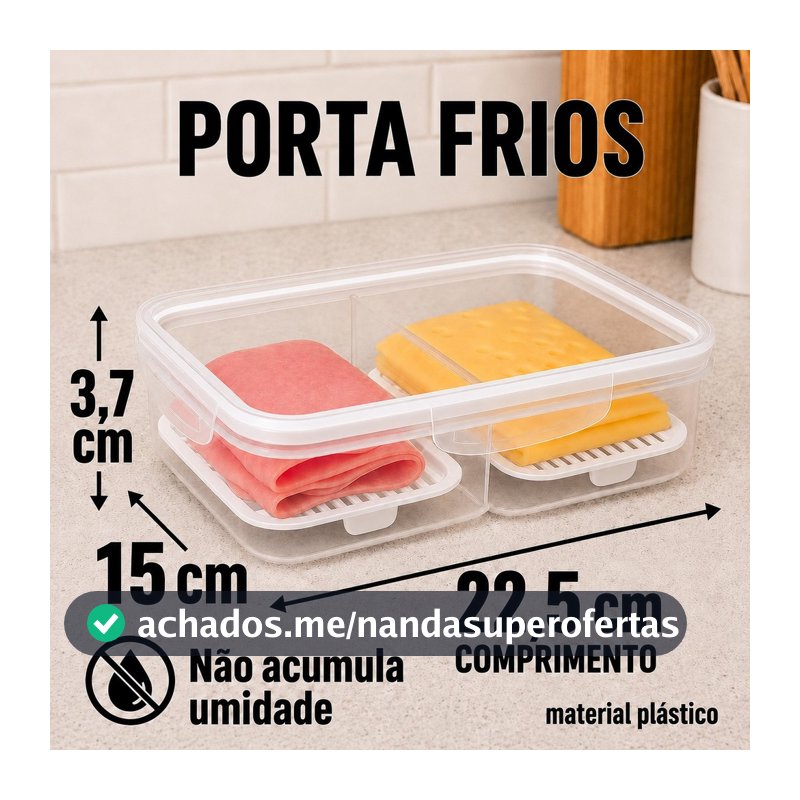 Porta Frios para Geladeira Hermético Branco Empilhável com Base Escorredora Removível