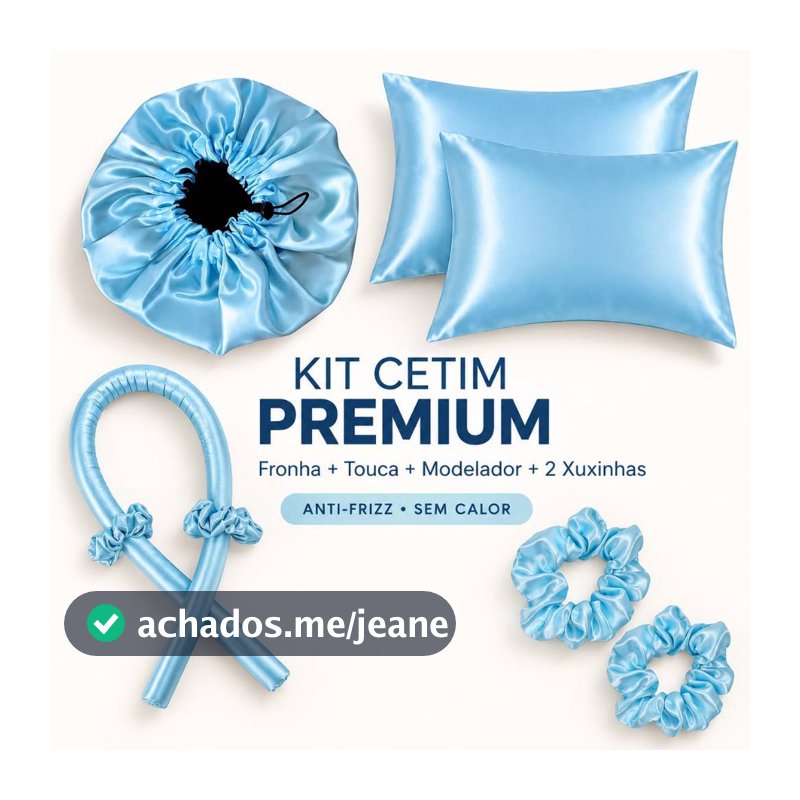 Kit Anti Frizz 2 Fronhas 1 Touca 1 kit Modelador de cachos 2 Scrunchioes