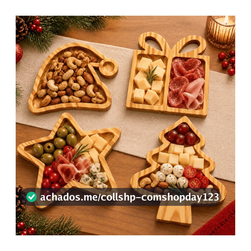 Petisqueira de Natal Madeira Pinus Tábua de Frios Mesa Posta Petiscos Gorro Presente Pinheiro Estrela