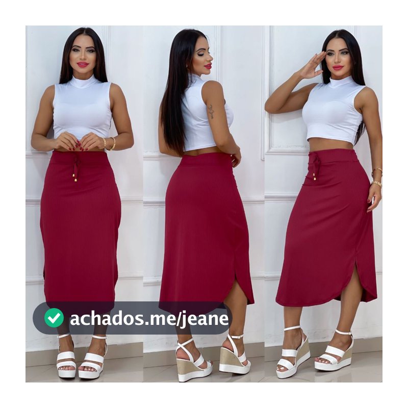 Saia Midi no suplex ou no canelado,várias cores ,tamanho G ,veste do 38 ao 44,GG do 44 ao 48