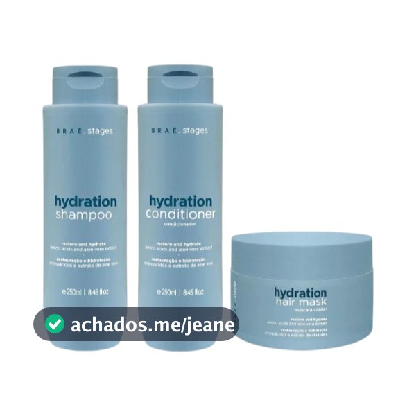 Kit Braé Stages Hydration - Shampoo 250ml + Condicionador 250ml + Máscara 200g