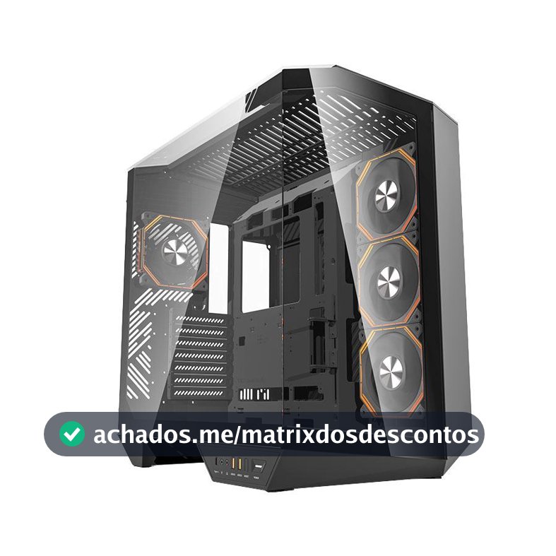 Gabinete Gamer Aigo Darkflash Arcee DY470 ARGB FullTower Lateral de Vidro C/4 Fans Preto DY470-BK-4F