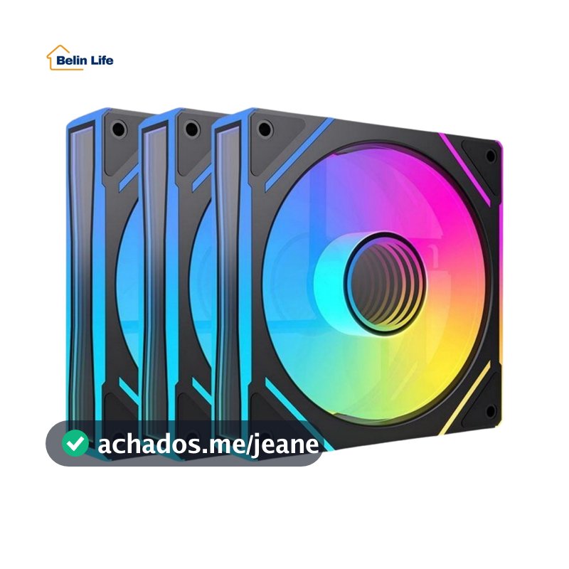 Kit 3 Fans ARGB 120mm Gabinete Gamer 5V 3 Pinos 1300 RPM Silencioso Controle De Luz RGB PC Desktop