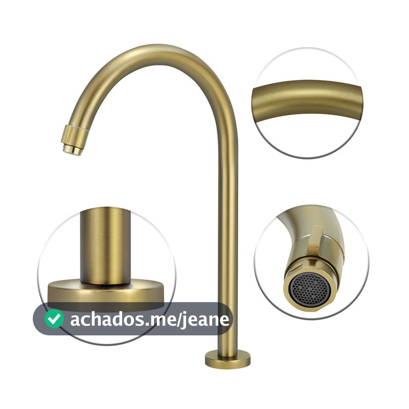 Torneira Banheiro Lavatorio Pratica Clean Dourada Gold Alta Metal Pia Acabamento Premium