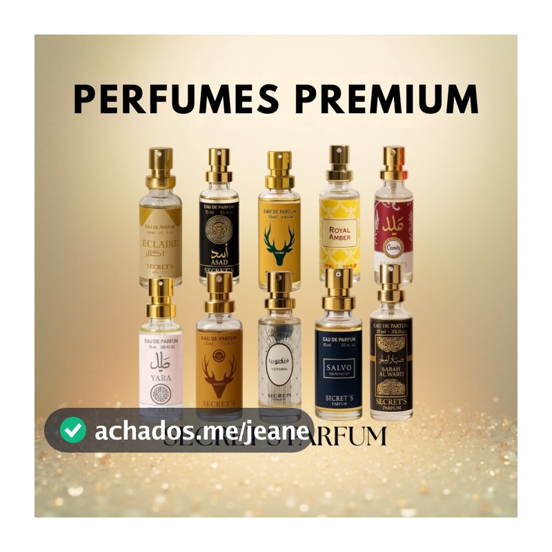 Perfumes Árabes Premium Secret´s 15ml - Luxo Bolsa, Elegância, Alta Fixação Longa Duração, Projeção
