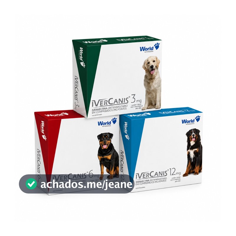 Ivercanis 3mg 6mg 12mg Antiparasitário Sarnas Cães Blister 4cp