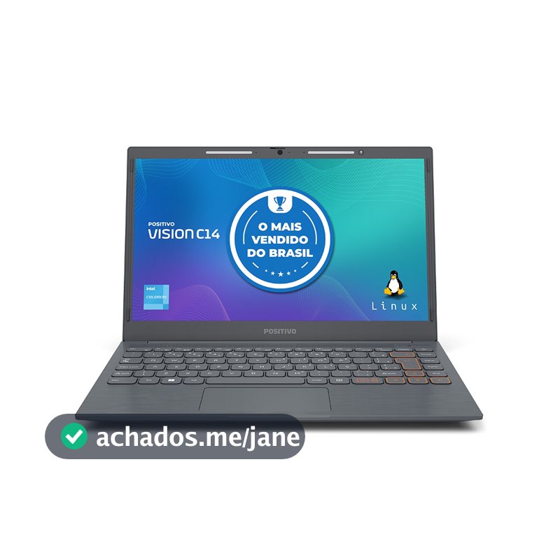 Notebook Positivo Vision C14 Intel® Celeron® Linux 8GB RAM 256GB 14.1” LED HD Lumina BAR - Cinza