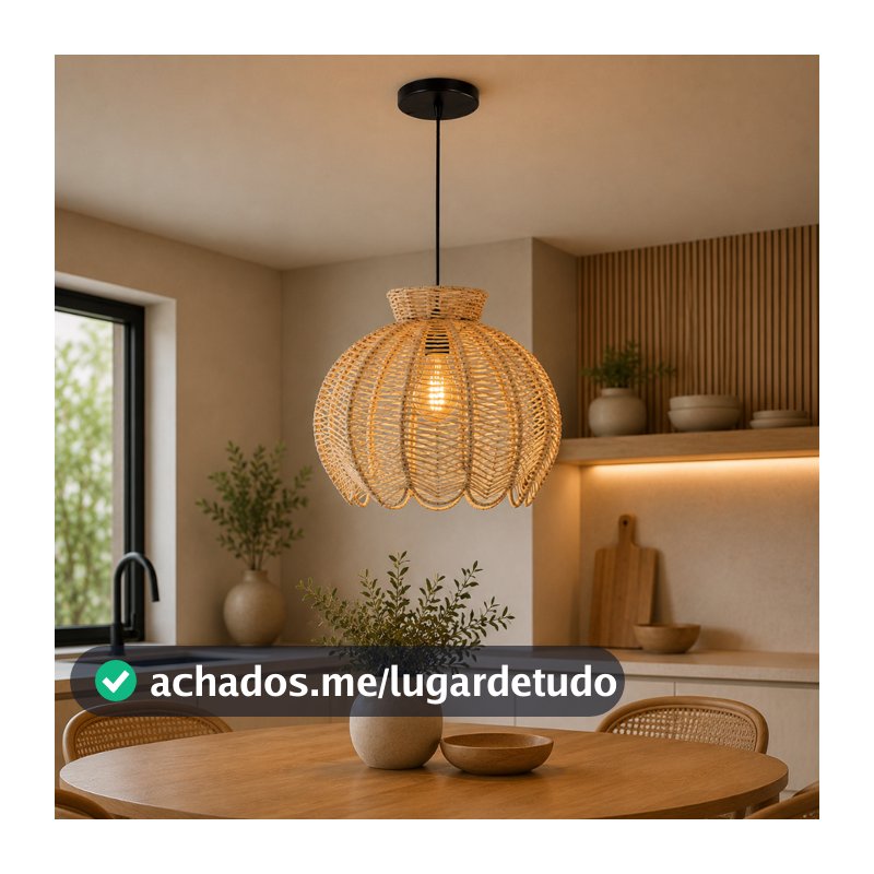 Luminária Pendente Tulipa - Sisal Rustico Trançado