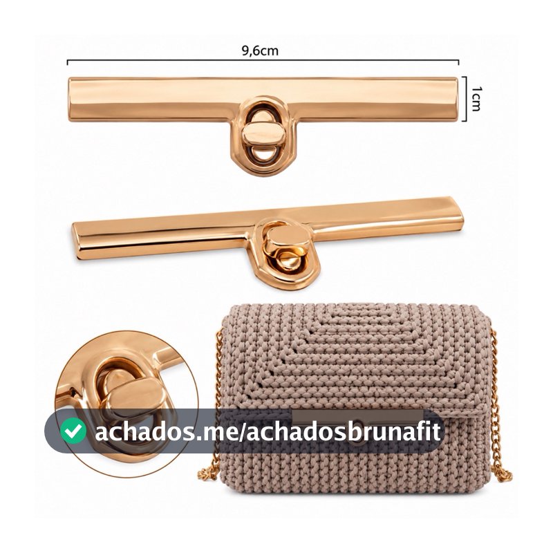 Fecho para bolsa com torniquete cor ouro 9,6CM - com 1 unidade
