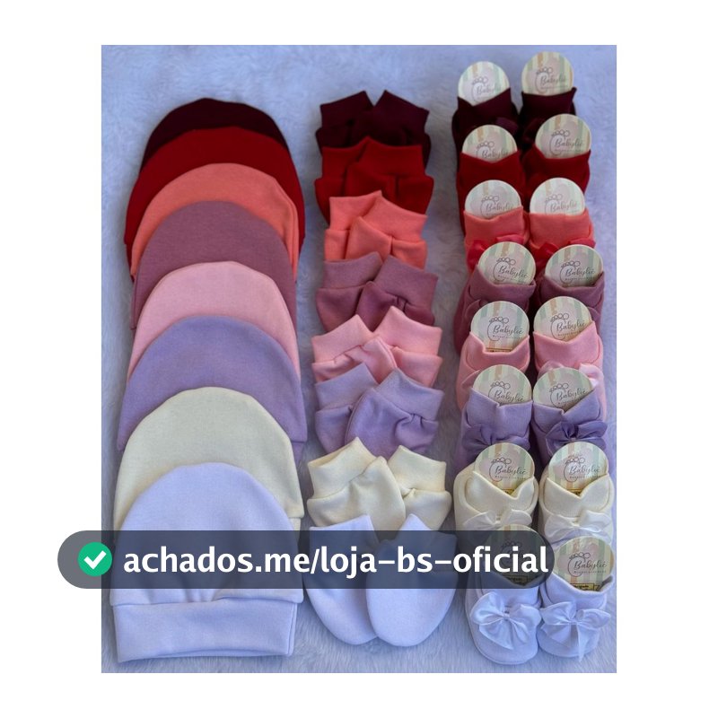 Kit 8 Toucas 8 Pares de Luva 8 Pares de Sapatinho Bebê Recem Nascido MENINA em Algodão