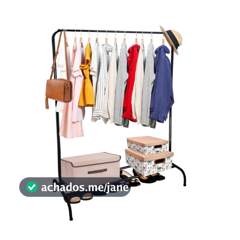 Cabideiro Arara De Roupas De Chão Com Sapateira Loja Quarto