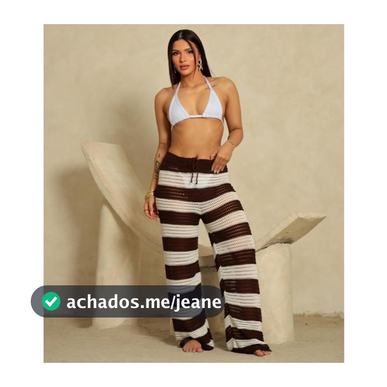 Saida De Praia Calça Pantalona Com Cordão Listrada Croche Moda Verao Blogueira Luxo Trico Tricot Moda Feminina Verão