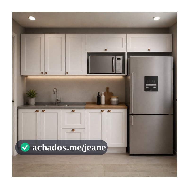 Cozinha Olivia 5 Peças com Balcão 120cm Flex e Nicho Micro-ondas Poliman Móveis