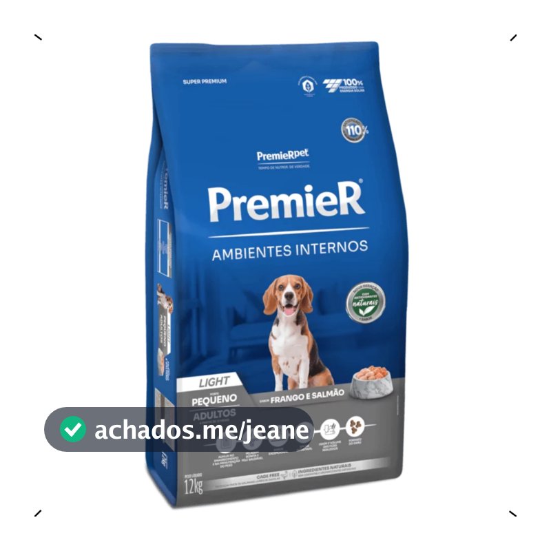 RAÇÃO PREMIER AMBIENTES INTERNOS LIGHT RAÇA PEQUENA 12KG