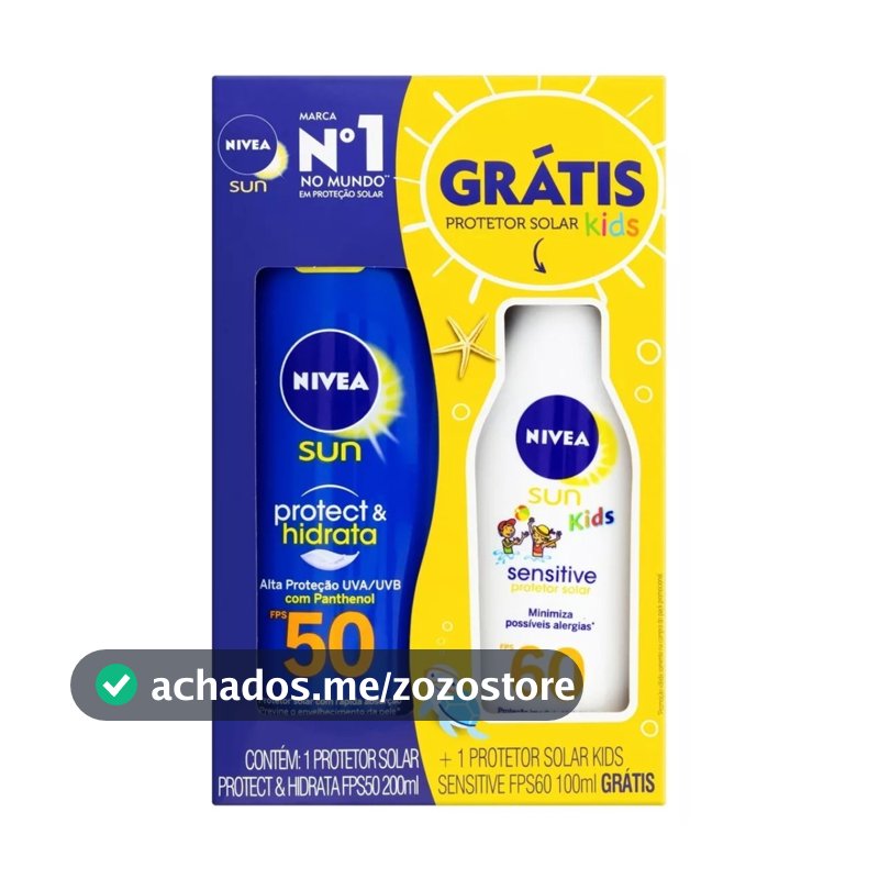 Kit Protetor Solar Adulto 50 FPS 200 ml + Protetor Solar Infantil 60 FPS 100 ml - Nivea