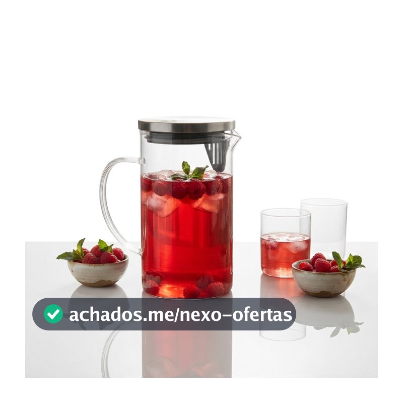 Jarra Wolff Vidro Borossilicato com Tampa 1 L Resistente para Água Suco Chá Bebidas Quentes e Frias Geladeira Mesa Posta