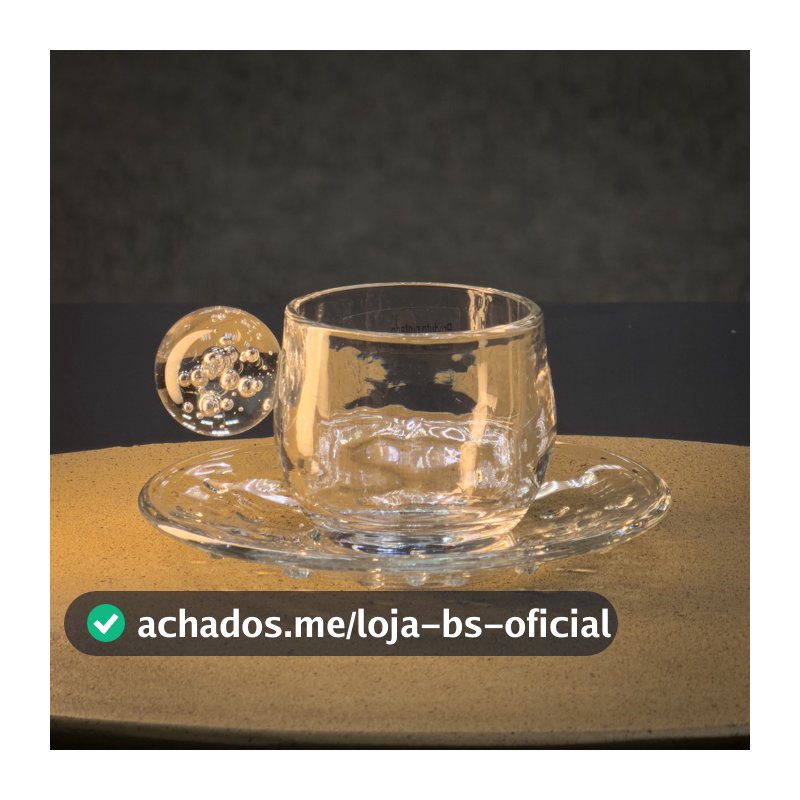 Jogo 6 Xícaras Café Vidro Bolha 90ml com Pires Luxo