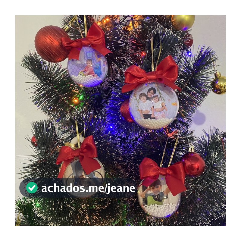 Enfeites de Natal | Kit Bolinhas Personalizadas com Foto | Decoração de Natal Criativa para Árvore de Natal