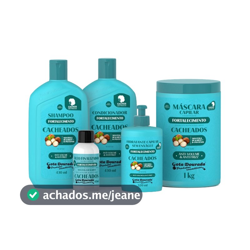 Kit Cabelos Cacheados Shampoo Condicionador Máscara Anti Volume Controle Fortalecimento dos Cachos