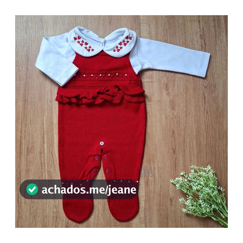 Jardineira e body Ayla tricô baby menina