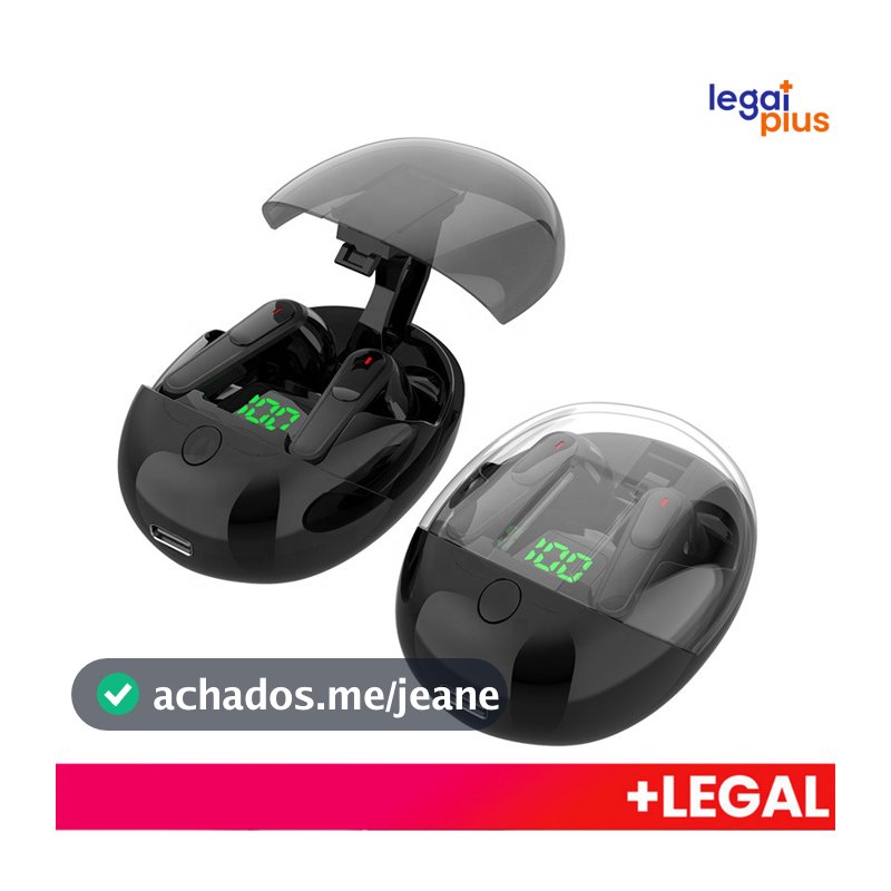 Fones de Ouvido TWS PROONE Baixa Latência Bluetoot Display Digital Estojo transparente sem fio