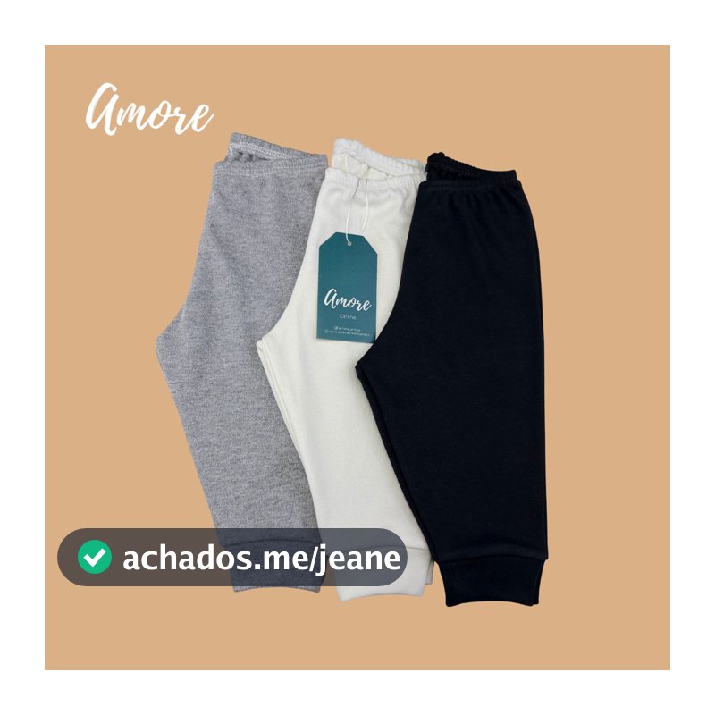 Kit 3 Calças Bebê Amore Minimalista Confortável 100% Algodão