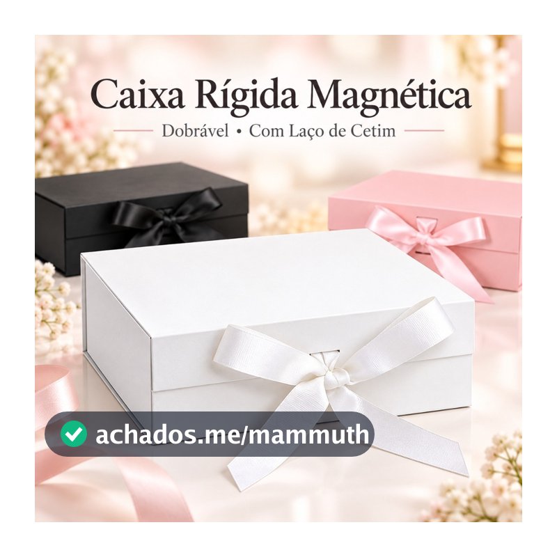 Caixa de Presente Rígida Dobrável Magnética com Laço de Cetim – 3 Tamanhos
