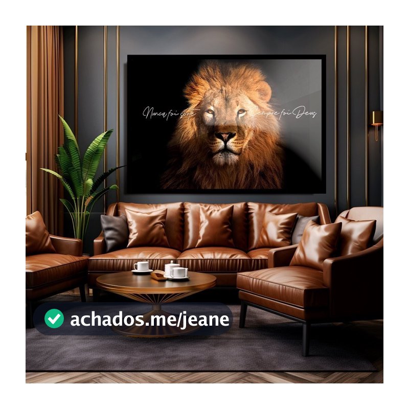 Quadro Decorativo 120x80cm Leão da Tribo de Judá Nunca Foi Sorte Sempre Foi Deus Casa Decoração De Parede Mdf