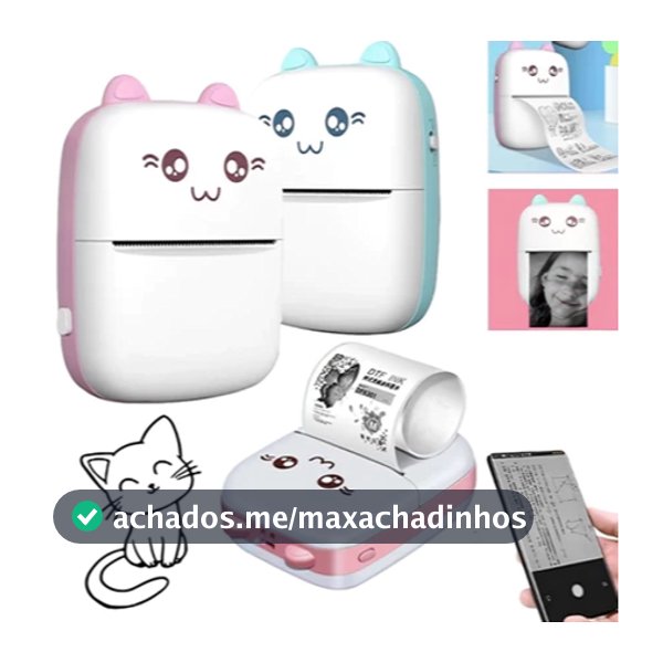 Mini Impressora Térmica Sem Fio Portátil Desenho Animado Foto Android/Ios LM COMERCIAL