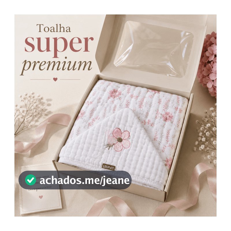 Toalha Banho Bebe Capuz Bordada 100x85cm Soft Premium 3 Camadas Presente Cha Bebe Menino Menina Caixa