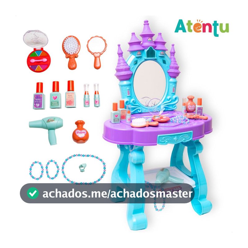 Penteadeira Infantil Castelo Emite Luz e Som Princesa com 15 Acessórios
