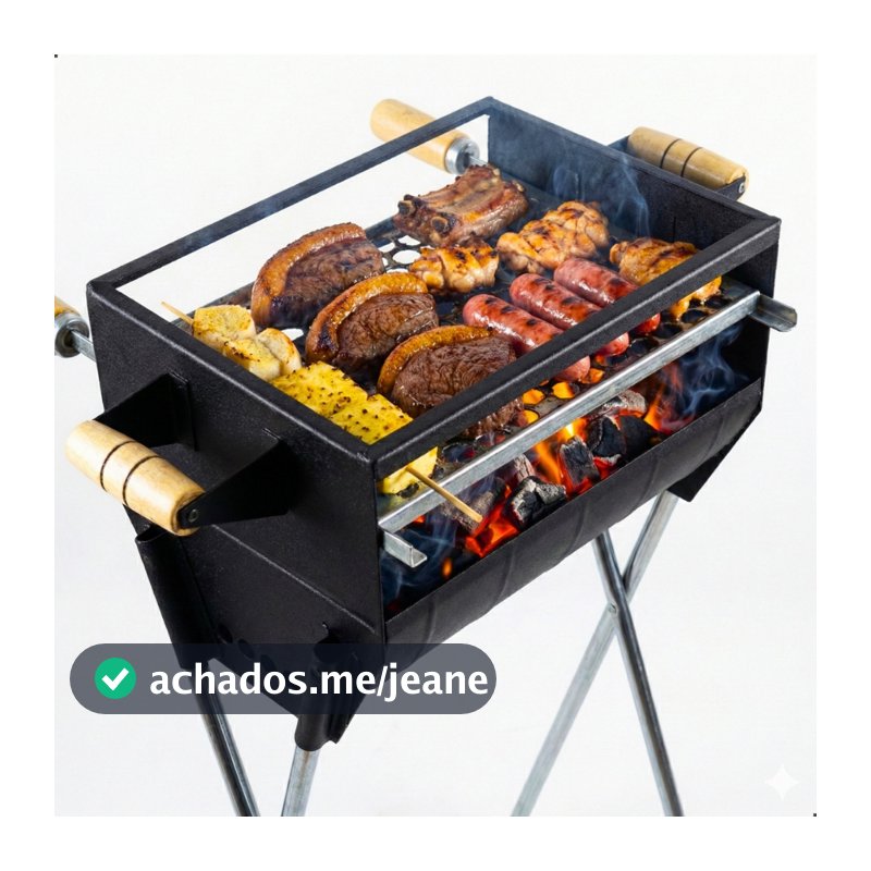 QUEIMA DE ESTOQUE! Churrasqueira a Carvão 83cm Com Grelha Inclusa em Aço Reforçado Espetinho Media