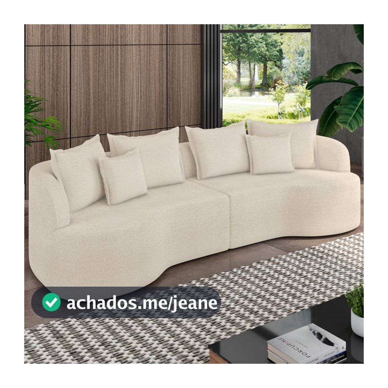 Sofá 4 Lugares Orgânico Sala De Estar Living 290cm Ekos K01 Bouclê Cru - Lyam Decor