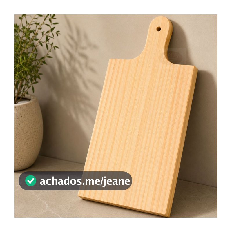 Tábua de Madeira Pinus Premium para Cozinha, Churrasco e Frios Cantos Quadrados Acabamento Liso Resistente e Decorat
