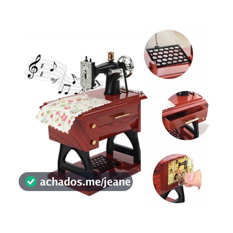 Caixinha De Musica Maquina Costura Musical Porta Joias Retro