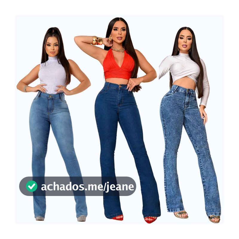 Kit 3 Calças Jeans Flare Cintura Alta Levanta Bumbum Com Elastano Lycra