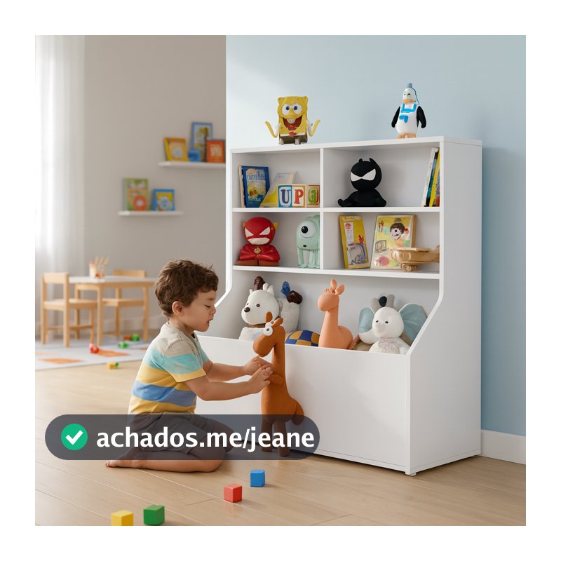 Estante Infantil com Nichos MDF/MDP Branco Organizador de Brinquedos e Livros
