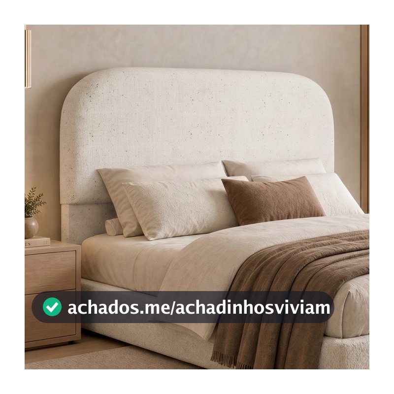 Cabeceira Cama Box Queen 160cm Orgânica Lanna W01 Linho Cru - Lyam Decor