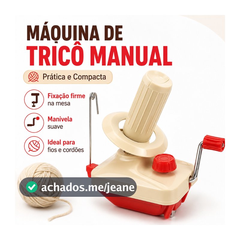 Máquina Enroladora Enrolar Fios Linha Lã Tricô Crochê Manual Enrolador de Linha