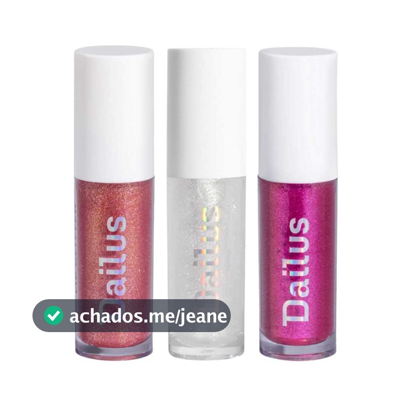 Dailus Lip Glitter Ultra Brilhante Hidrata Vegano Ácido Hialurônico Pantenol e Vitamina E - Escolha o Seu