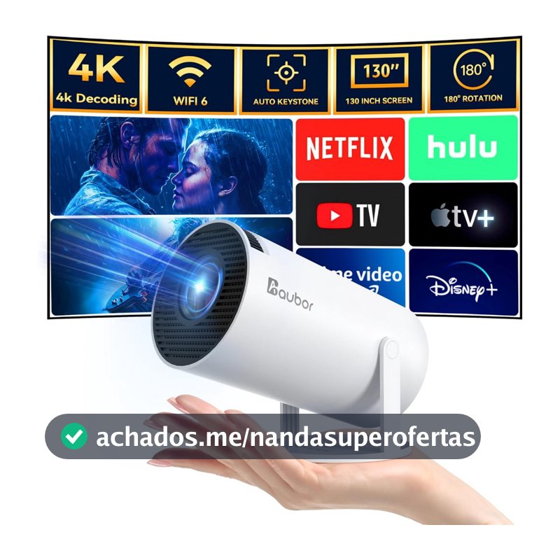 Projetor HY300 Original Portátil Smart Android 11 4K Ultra HD HDMI Wifi Bluetooth Alto Falante Embutido