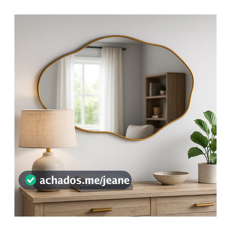 Espelho Orgânico Pedra 60x40cm Decorativo Moderno Para Sala Quarto Banheiro
