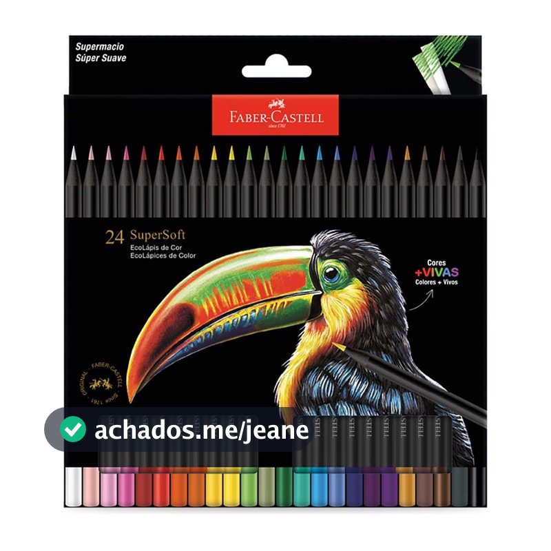 Lápis de Cor, Faber-Castell, EcoLápis Supersoft, 24 Cores