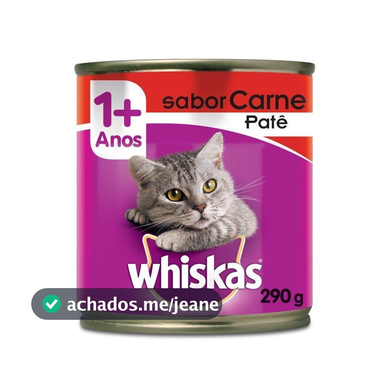 Ração Úmida Whiskas Lata Patê de Carne para Gatos Adultos 290 g