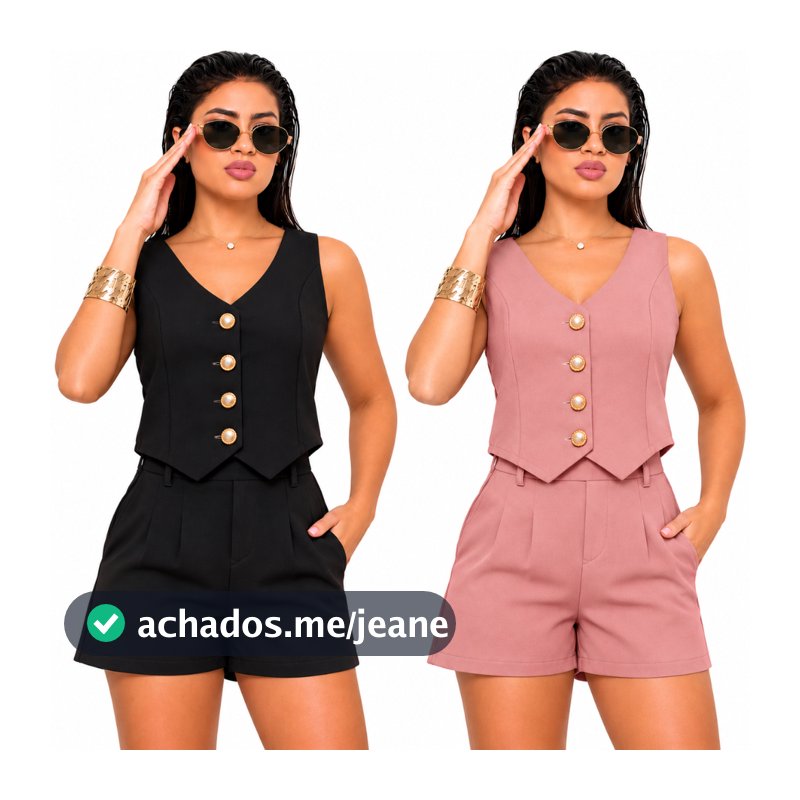 conjunto alfaiataria femenino colete e short  P ao GG ENTREGA RAPIDA